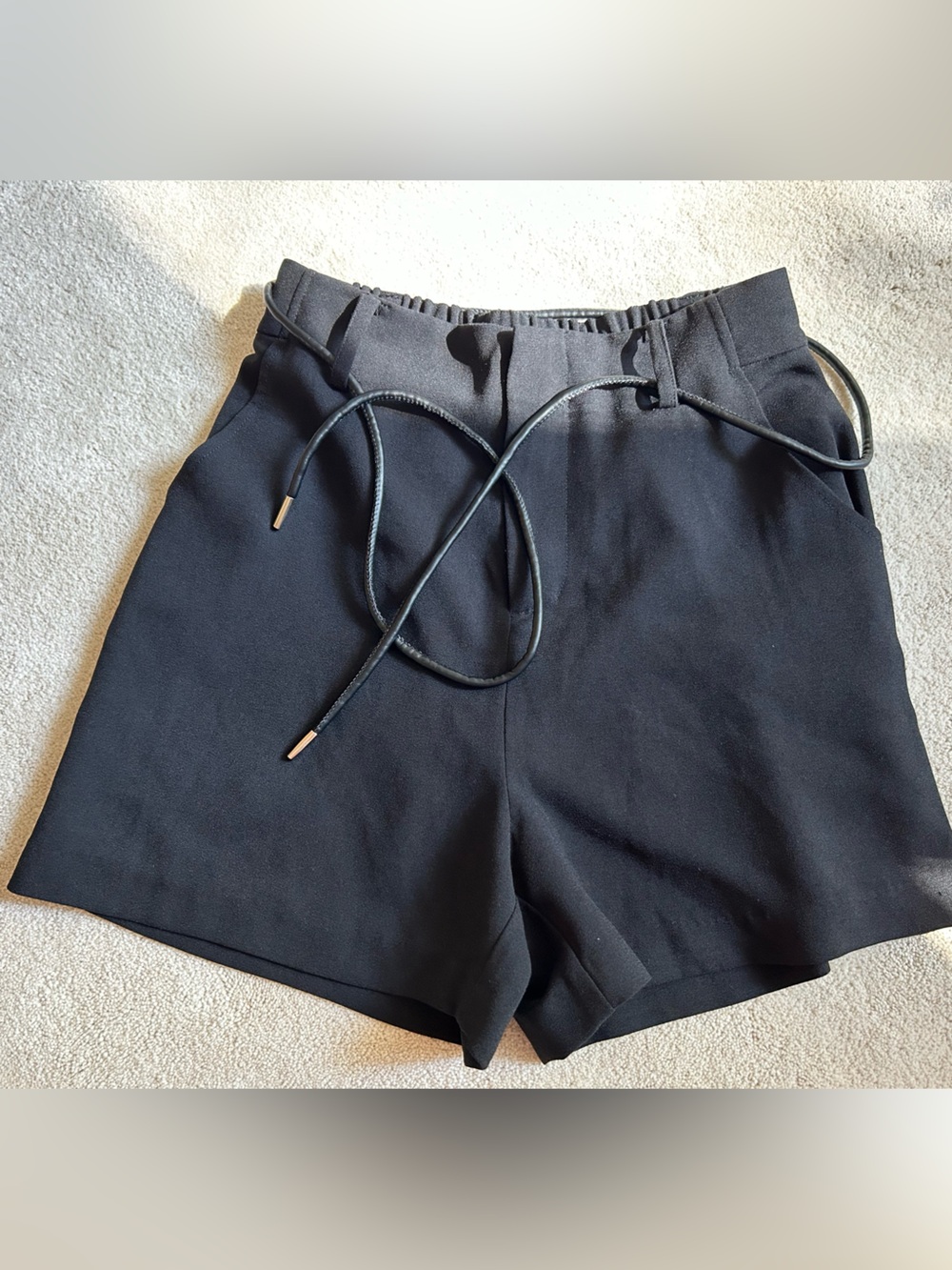 Anthropologie Black dressy High-Waist Drawstring Shorts by Mare Mare